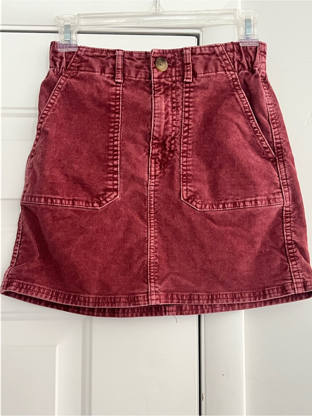 American Eagle Outfitters Corduroy Mini Skirt in Burgundy
